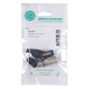 NTR-NC4FX 4-polige vrouwelijke kabelconnector met nikkelen behuizing en zilveren contacten Product foto
